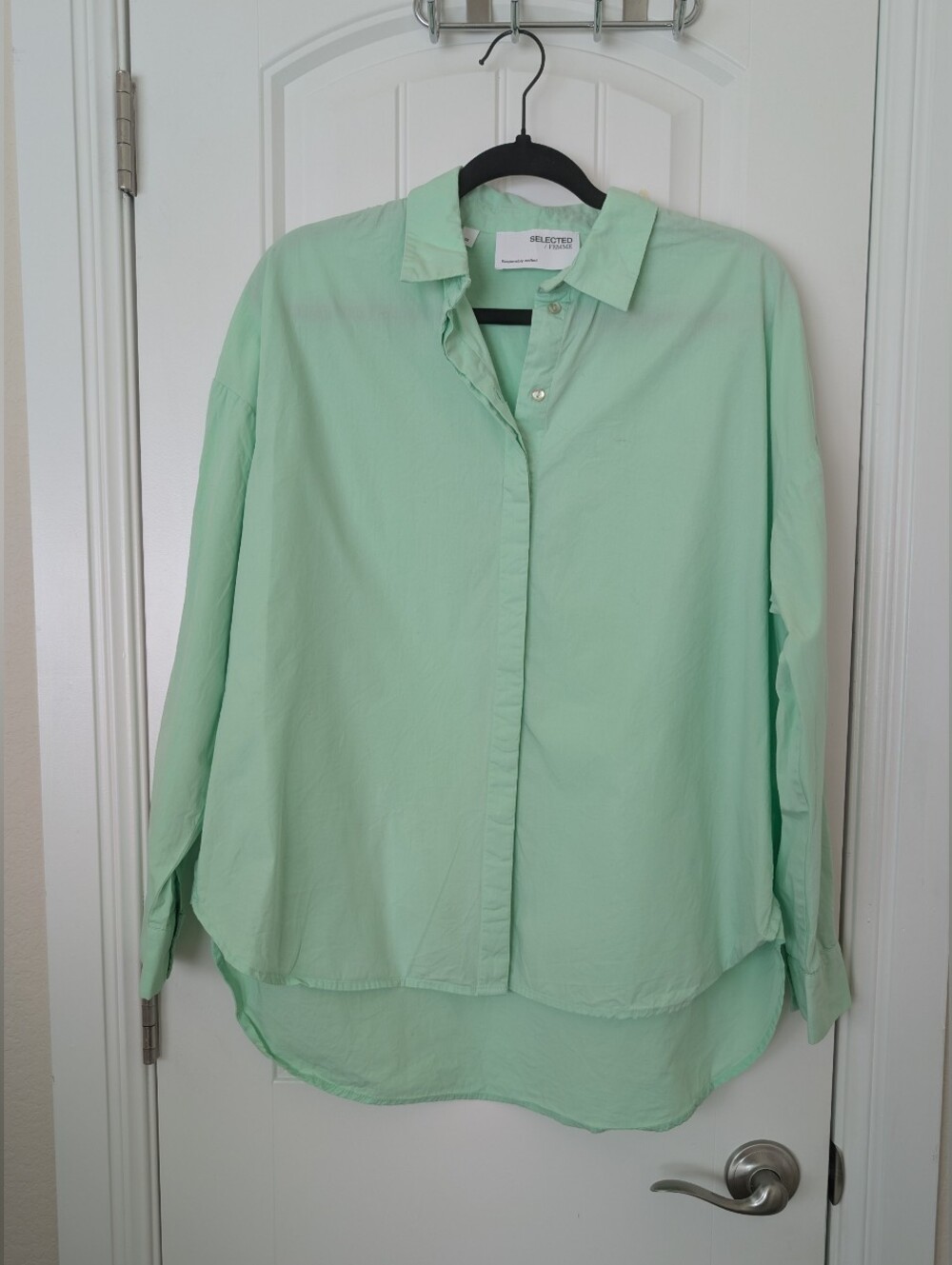 Selected Femme Sherbet Green Oversized Buttondown